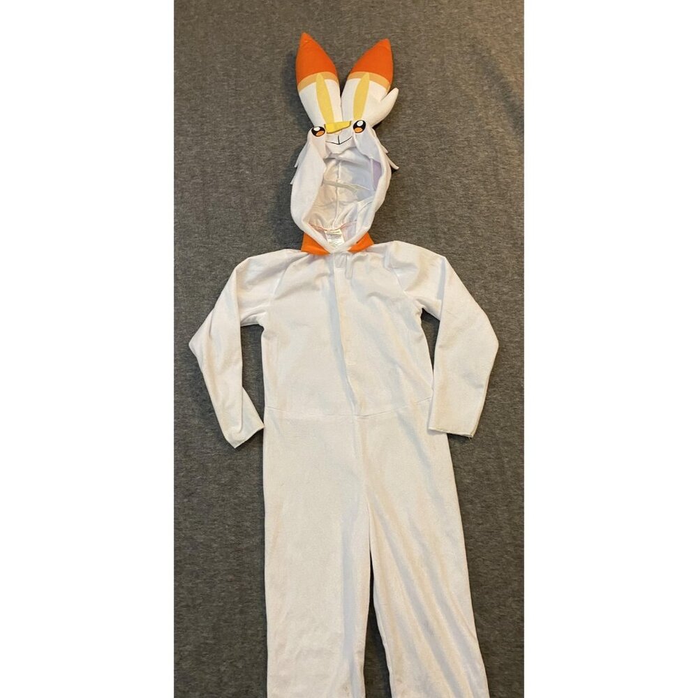 Pokemon Scorbunny Costume Kids Size 4-5 White Fleece Costume Hooded One-piece
